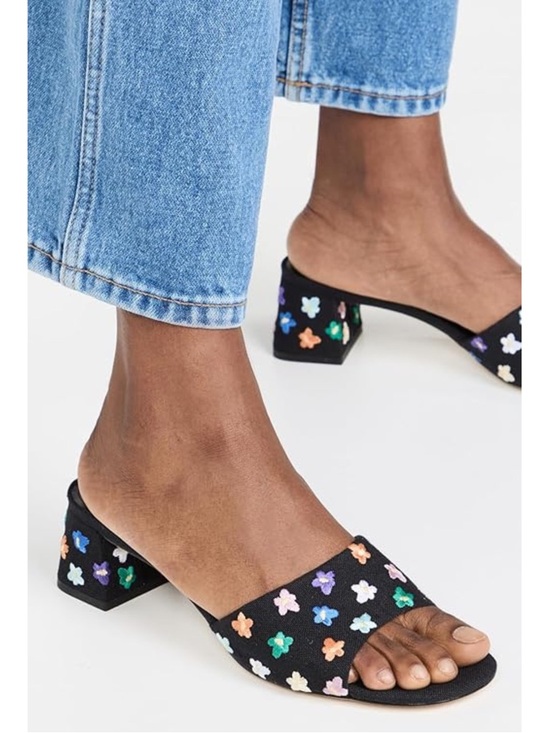 Larroude Shoes - Larroudé Brigitte Mules Floral Embroidered Black Size 7 NWOB MSRP $315
